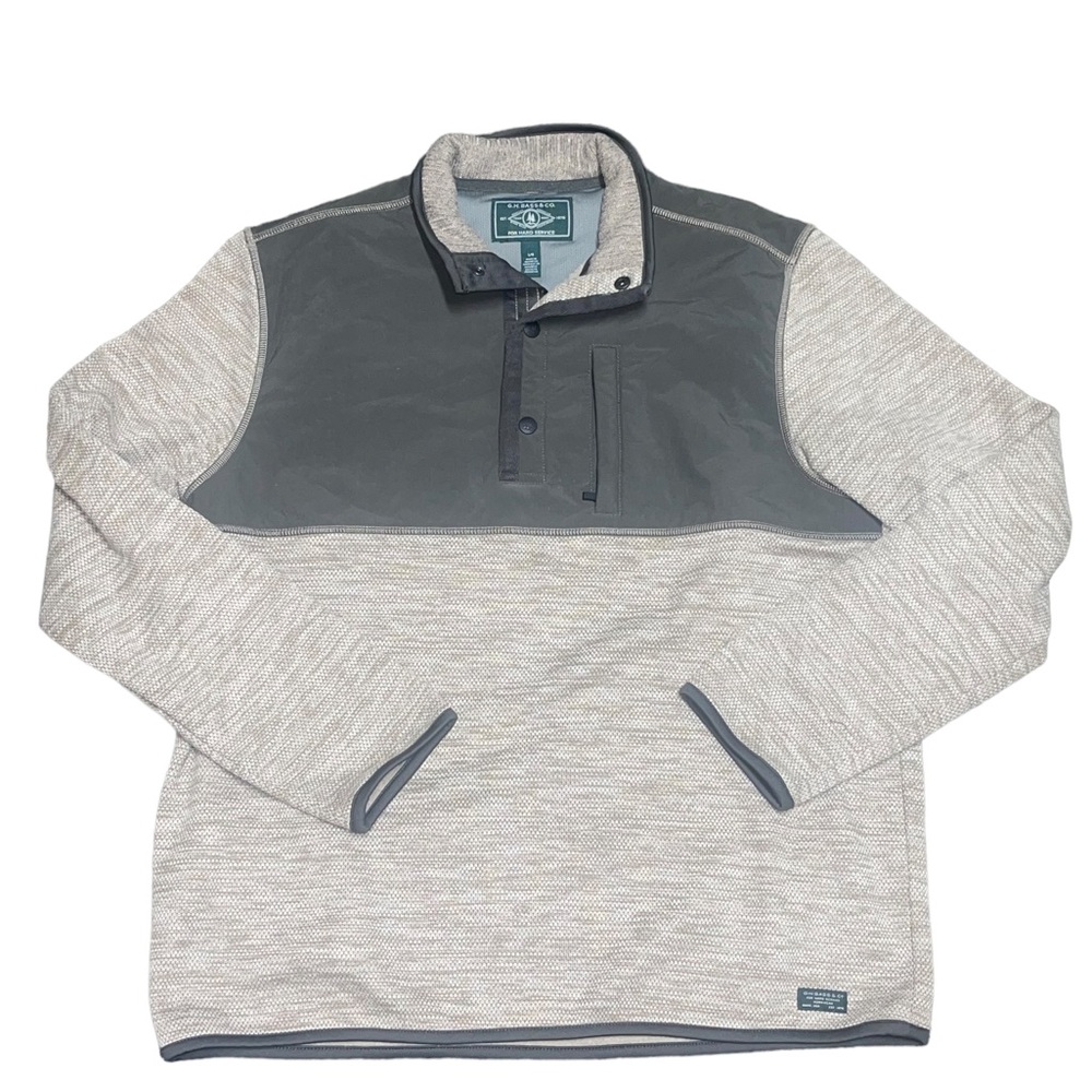 Men’s GH Bass and Co. 1/4 Zip Pullover Sweater Jacket along Sleeve Size Large
